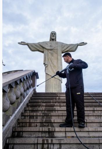 Santuário Cristo Redentor passa por nova limpeza com tecnologia da Kärcher